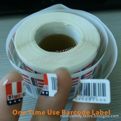 Custom Security Bar Code Labels,anti-counterfeiting Destructible Barcode Label Sticker 